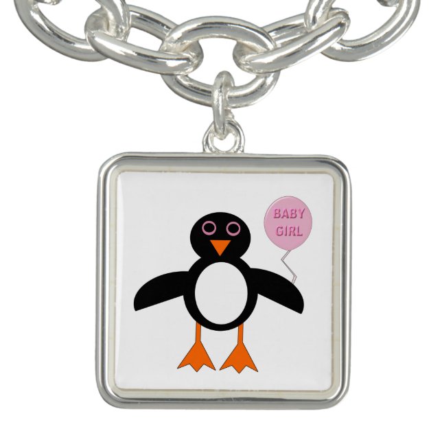 Cute Pink Baby Girl Penguin Charm Bracelet (Design)