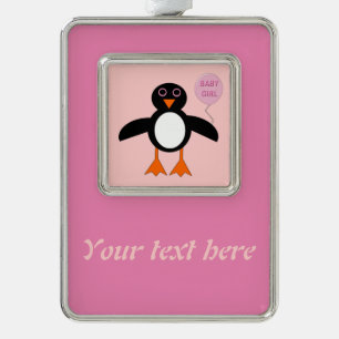 Cute Pink Baby Girl Penguin Customizable Ornament