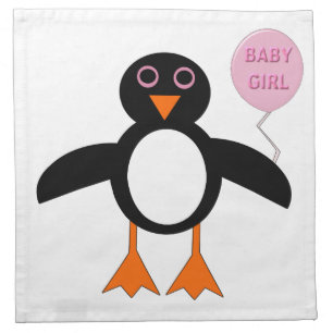 Cute Pink Baby girl Penguin Party Napkin