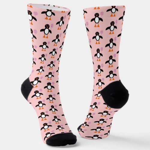 Cute Pink Baby Girl Penguin Patterned Socks