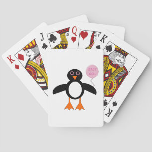 Cute Pink Baby Girl Penguin Playing cards