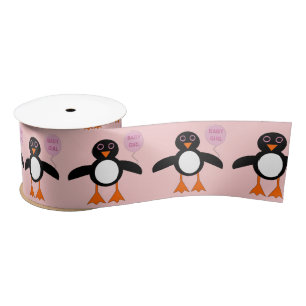 Cute Pink Baby Girl Penguin Ribbon