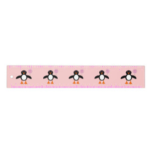 Cute Pink Baby Girl Penguin Ruler