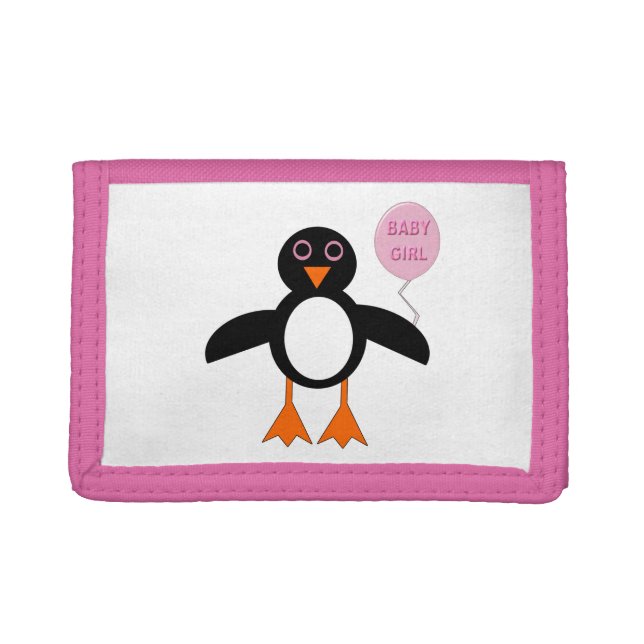 Cute Pink Baby Girl Penguin Wallet (Front)