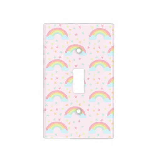 Cute Pink Baby girl Rainbow Stars Cloud Pastel Light Switch Cover