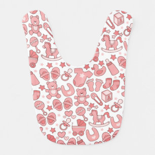 Cute Pink Baby Item Pattern Bib