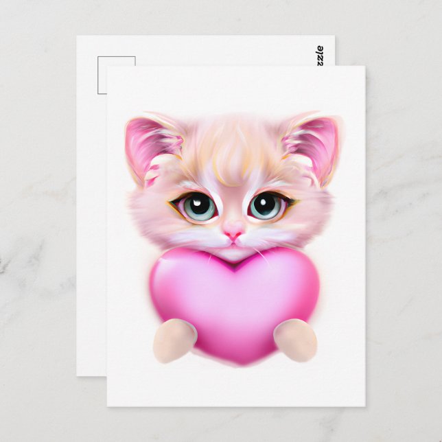 Cute Pink Baby Kitten  Postcard (Front/Back)