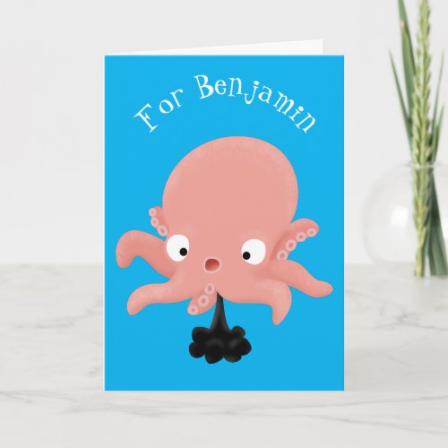 Cute pink baby octopus cartoon humor card