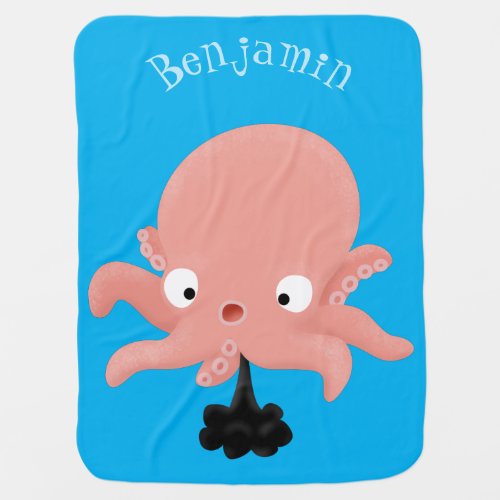 Cute pink baby octopus cartoon humour baby blanket