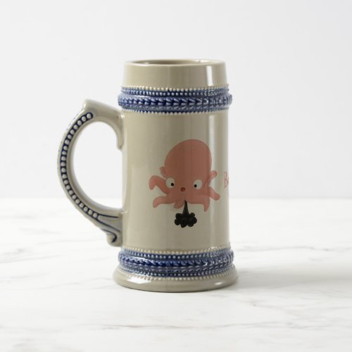 Cute pink baby octopus cartoon humour beer stein