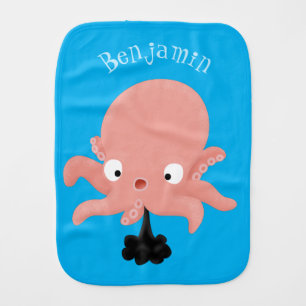 Cute pink baby octopus cartoon humour burp cloth