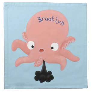 Cute pink baby octopus cartoon humour cloth napkin
