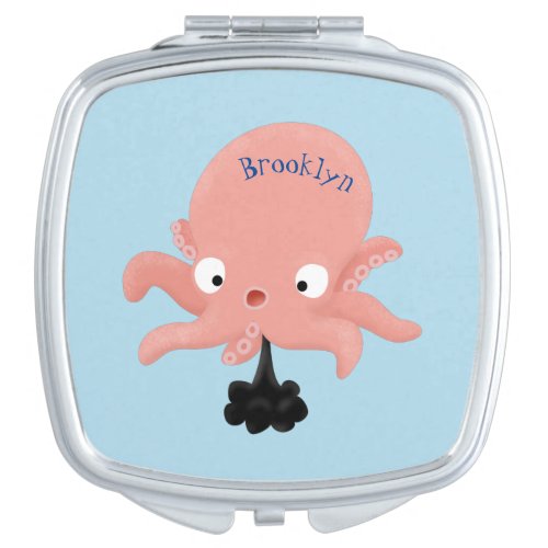 Cute pink baby octopus cartoon humour compact mirror