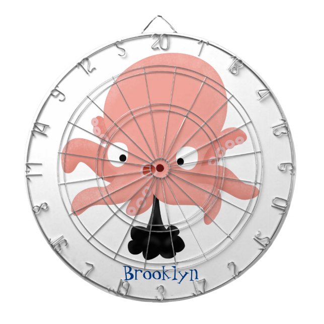 Cute pink baby octopus cartoon humour dart board (Front)