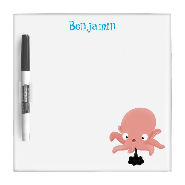 Cute pink baby octopus cartoon humour dry erase board (Front)