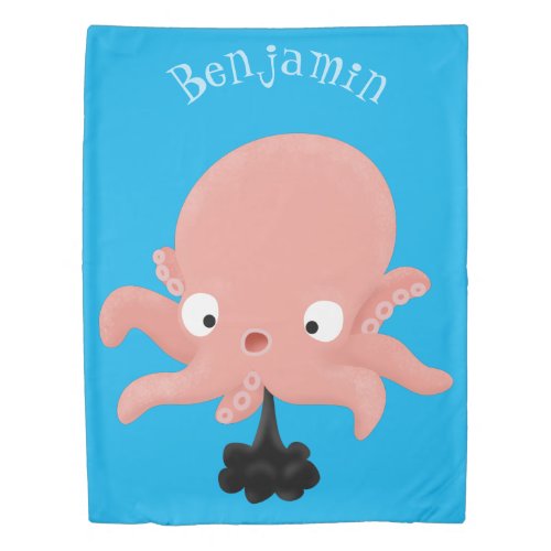 Cute pink baby octopus cartoon humour duvet cover