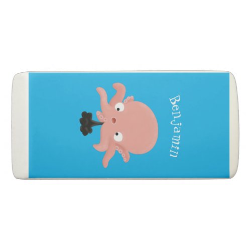 Cute pink baby octopus cartoon humour eraser