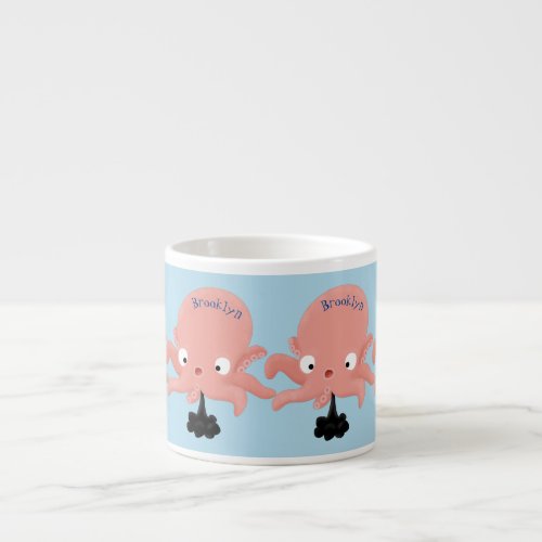 Cute pink baby octopus cartoon humour espresso cup