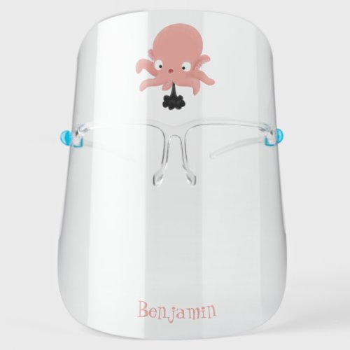 Cute pink baby octopus cartoon humour  face shield
