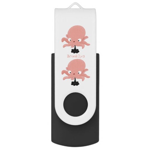 Cute pink baby octopus cartoon humour flash drive
