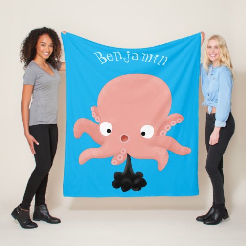 Cute pink baby octopus cartoon humour fleece blanket