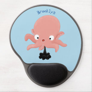 Cute pink baby octopus cartoon humour gel mouse pad