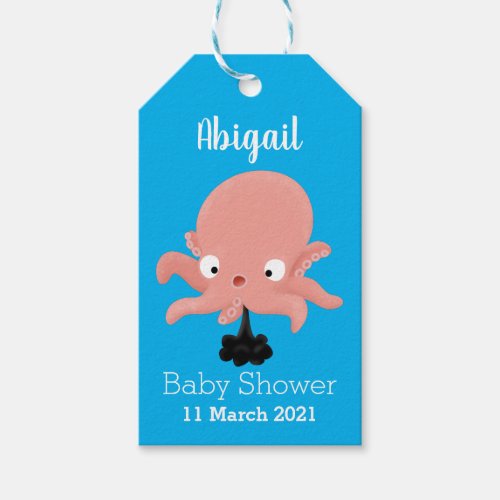 Cute pink baby octopus cartoon humour  gift tags