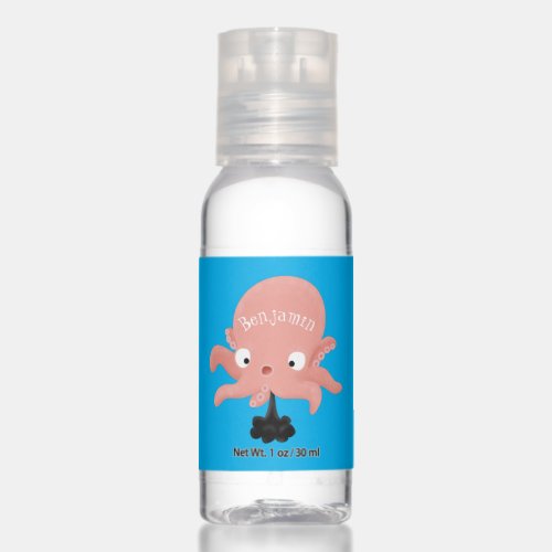 Cute pink baby octopus cartoon humour hand sanitizer