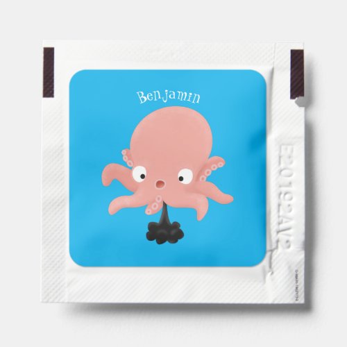 Cute pink baby octopus cartoon humour hand sanitizer packet