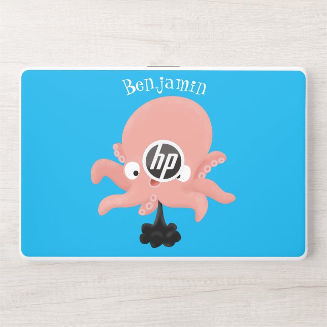 Cute pink baby octopus cartoon humour HP laptop skin (Front)