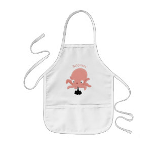 Cute pink baby octopus cartoon humour kids' apron
