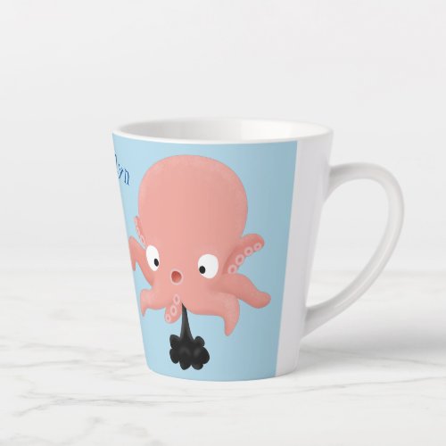 Cute pink baby octopus cartoon humour latte mug