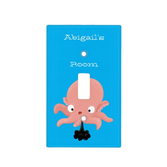 Cute pink baby octopus cartoon humour  light switch cover (Front)