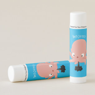 Cute pink baby octopus cartoon humour lip balm