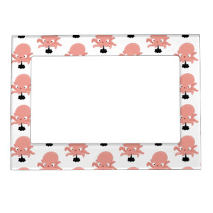 Cute pink baby octopus cartoon humour magnetic frame