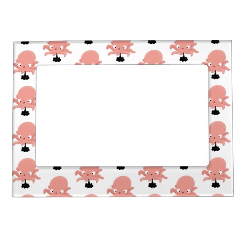 Cute pink baby octopus cartoon humour magnetic frame