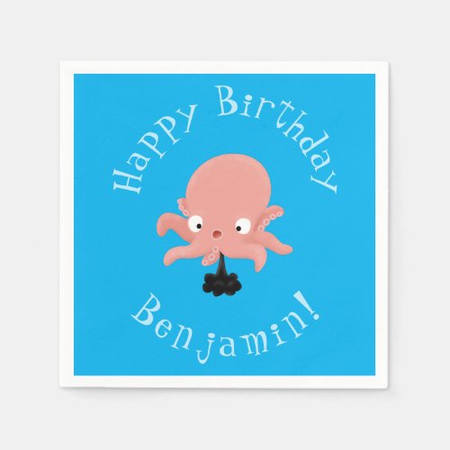 Cute pink baby octopus cartoon humour napkins