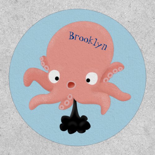 Cute pink baby octopus cartoon humour patch