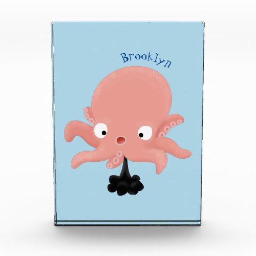 Cute pink baby octopus cartoon humour photo block