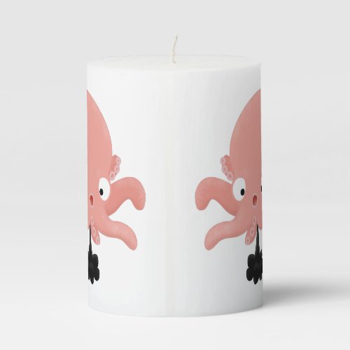 Cute pink baby octopus cartoon humour pillar candle