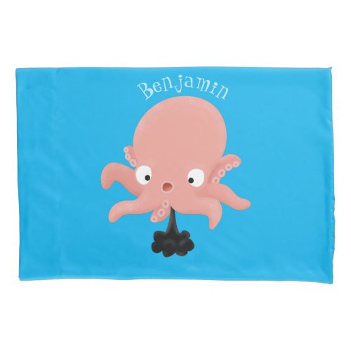 Cute pink baby octopus cartoon humour pillow case