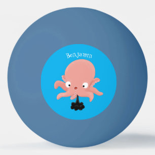 Cute pink baby octopus cartoon humour ping pong ball