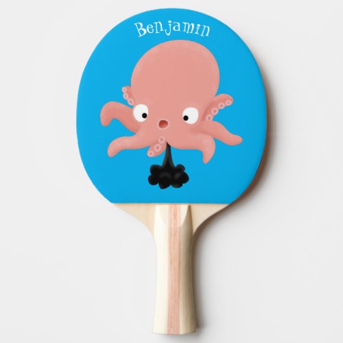 Cute pink baby octopus cartoon humour ping pong paddle