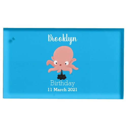 Cute pink baby octopus cartoon humour place card holder