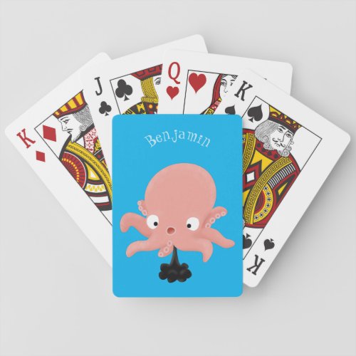 Cute pink baby octopus cartoon humour poker cards