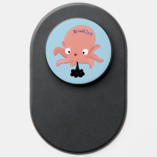 Cute pink baby octopus cartoon humour PopSocket