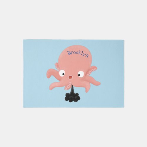 Cute pink baby octopus cartoon humour rug