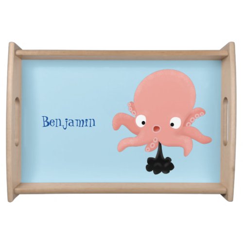 Cute pink baby octopus cartoon humour serving tray