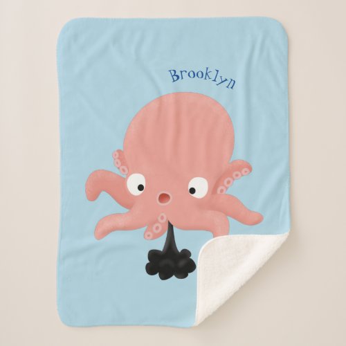 Cute pink baby octopus cartoon humour sherpa blanket