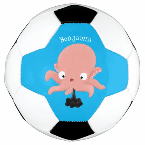 Cute pink baby octopus cartoon humour soccer ball